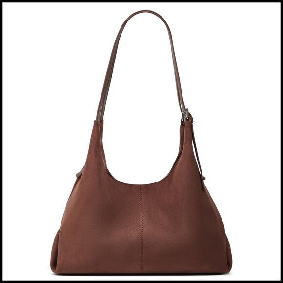 Handbags - Slouchy Suede Hobo Bag Trendy Shoulder Satchel Crossbody Travel Purse